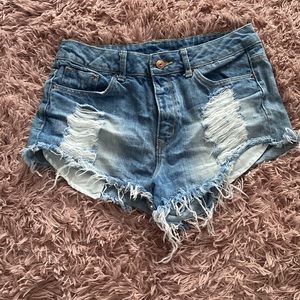 Light blue denim shorts
